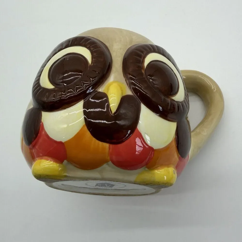 Mesa Home Products Wise Owl Brown Glossy Porcelain coffee Mug Or Tea Cup